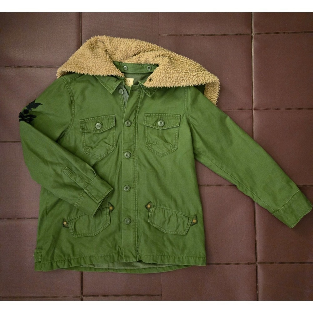 Cepo Military Flannel Jackets Detachabl Hoodie Women sz M Utility Y2K Grunge